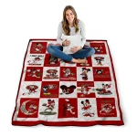 san francisco 49ers mickey pattern red white quilt blanket best selling