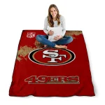 san francisco 49ers shield badge red quilt blanket best selling