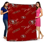 san francisco 49ers sketch lines red quilt blanket best selling