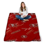 san francisco 49ers sketch lines red quilt blanket best selling