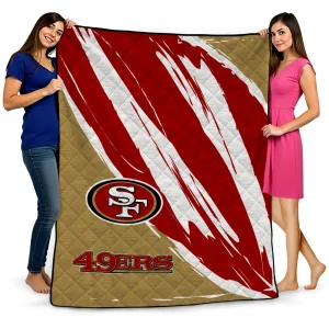 san francisco 49ers stroke art red white quilt blanket best selling