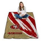 san francisco 49ers stroke art red white quilt blanket best selling