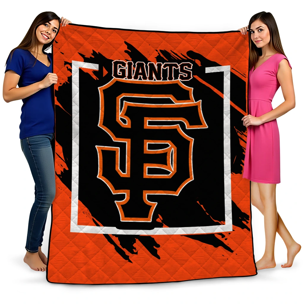 san francisco giants block border orange quilt blanket best selling