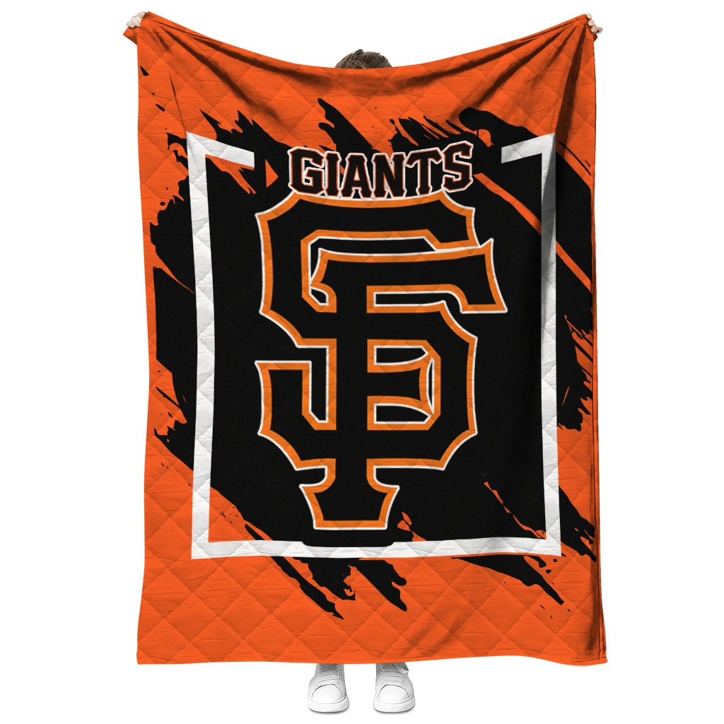 san francisco giants block border orange quilt blanket fashion forward