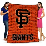 san francisco giants brick grid orange quilt blanket best selling