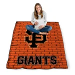 san francisco giants brick grid orange quilt blanket best selling