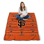 san francisco giants handdrawn stripes orange quilt blanket best selling