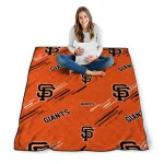 san francisco giants sketch lines orange quilt blanket best selling