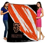 san francisco giants stroke art orange white quilt blanket best selling