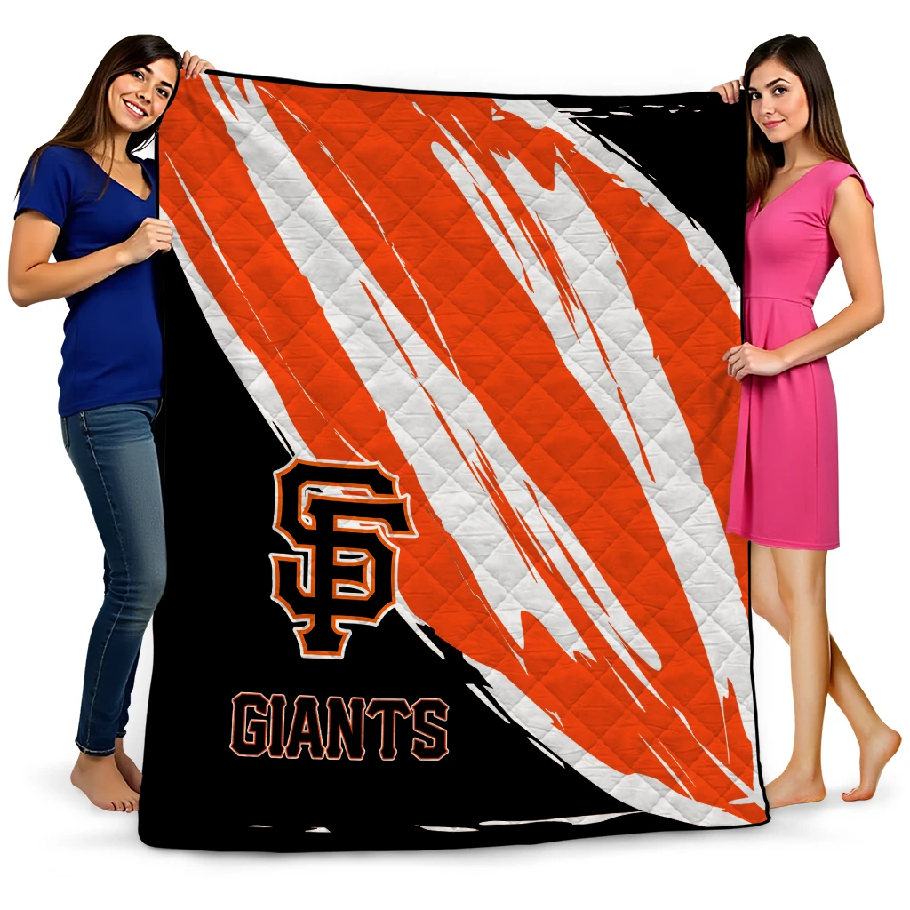 san francisco giants stroke art orange white quilt blanket best selling
