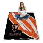 san francisco giants stroke art orange white quilt blanket best selling