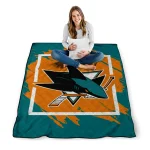 san jose sharks block border teal quilt blanket best selling