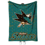 san jose sharks brick grid teal quilt blanket best selling