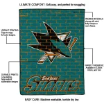 san jose sharks brick grid teal quilt blanket best selling
