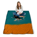 san jose sharks dot illusion teal quilt blanket best selling