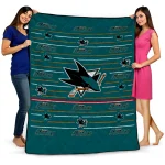 san jose sharks handdrawn stripes teal quilt blanket best selling