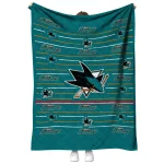 san jose sharks handdrawn stripes teal quilt blanket best selling