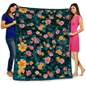 san jose sharks hibiscus foliage teal quilt blanket best selling