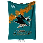 san jose sharks nhl shield teal quilt blanket best selling