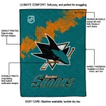 san jose sharks nhl shield teal quilt blanket best selling