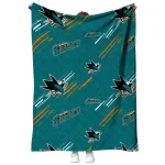 san jose sharks sketch lines teal quilt blanket best selling