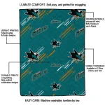 san jose sharks sketch lines teal quilt blanket best selling