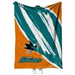 san jose sharks stroke art teal white quilt blanket best selling