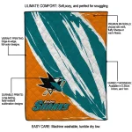 san jose sharks stroke art teal white quilt blanket best selling