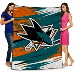 san jose sharks wild lines teal white quilt blanket best selling