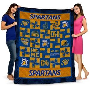 san jose state spartans helmet heart blue quilt blanket best selling