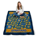 san jose state spartans helmet heart blue quilt blanket best selling