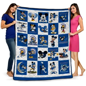 san jose state spartans mickey mouse motif blue white quilt blanket best selling