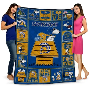 san jose state spartans snoopy love blue quilt blanket best selling