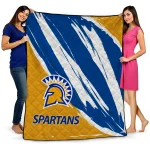 san jose state spartans stroke art blue white quilt blanket best selling