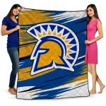 San Jose State Spartans Wild Lines Blue White Quilt Blanket 1 san jose state spartans wild lines blue white quilt blanket best selling
