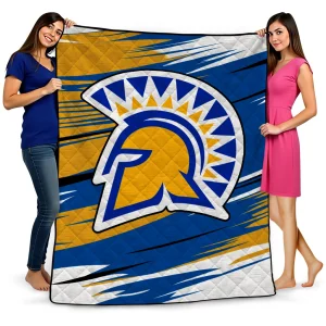 san jose state spartans wild lines blue white quilt blanket best selling