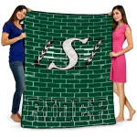 saskatchewan roughriders brick grid green quilt blanket best selling