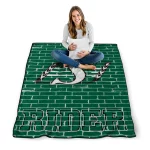 saskatchewan roughriders brick grid green quilt blanket best selling