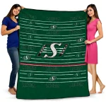 saskatchewan roughriders handdrawn stripes green quilt blanket best selling