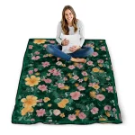 saskatchewan roughriders hibiscus foliage green quilt blanket best selling