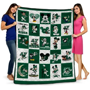 saskatchewan roughriders mickey mouse motif green white quilt blanket best selling