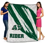 saskatchewan roughriders stroke art green white quilt blanket best selling