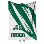 saskatchewan roughriders stroke art green white quilt blanket best selling