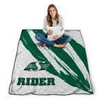 saskatchewan roughriders stroke art green white quilt blanket best selling