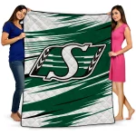 saskatchewan roughriders wild lines green white quilt blanket best selling
