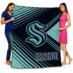 seattle kraken arrow layers blue quilt blanket best selling