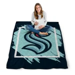seattle kraken block border blue quilt blanket best selling