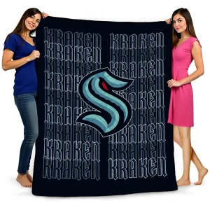 seattle kraken bold red blue quilt blanket best selling