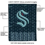 seattle kraken brick grid blue quilt blanket best selling