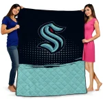 seattle kraken dot illusion blue quilt blanket best selling